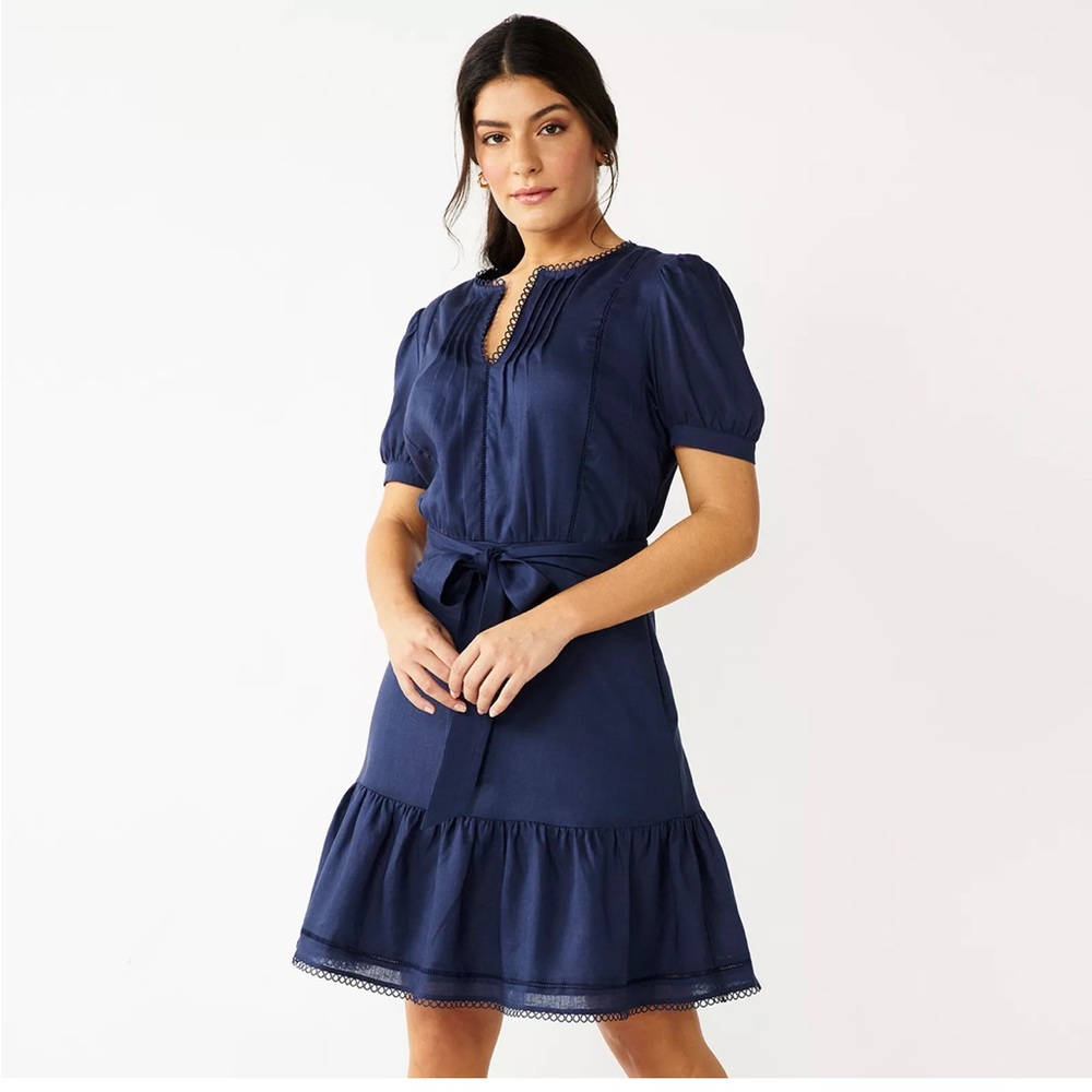 Draper James RSVP Puff Sleeve Tiered Dress Large - Picture 1 of 12